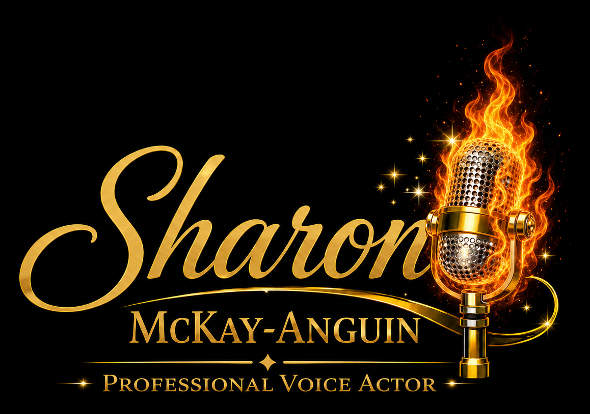 Sharon McKay-Anguin flaming microphone logo